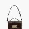 Bolso Dorian en piel marrón oscuro con relieve
