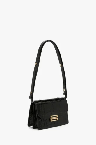 Bolso Dorian pequeño en piel negra repujada