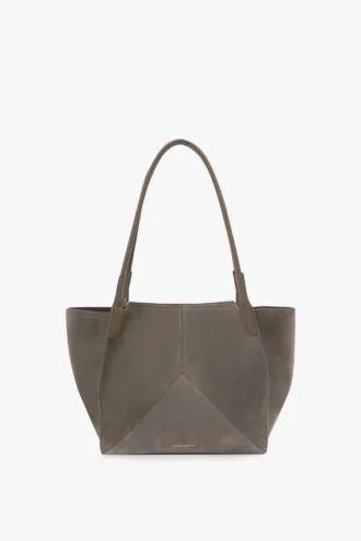 Bolso tote The Victoria en gamuza gris guijarro