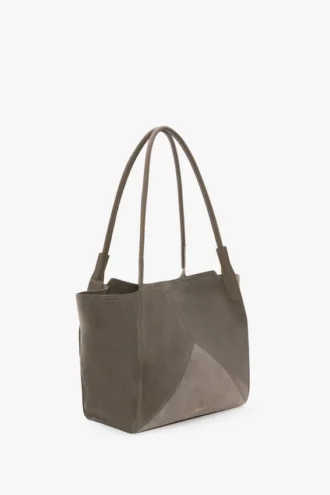 Bolso tote The Victoria en gamuza gris guijarro