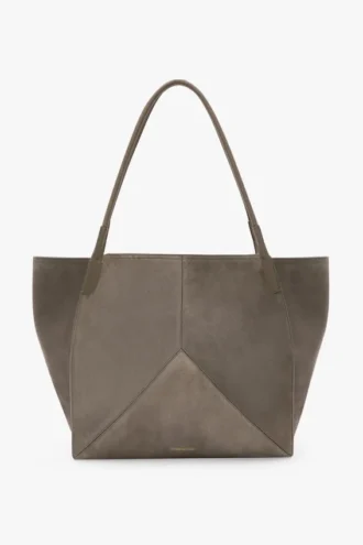 Bolso tote The Victoria grande en gamuza gris guijarro