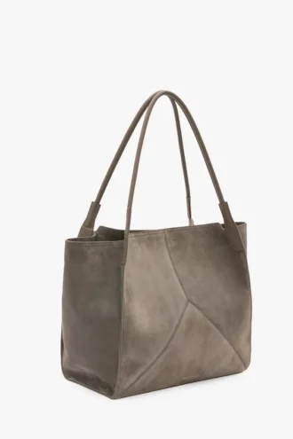 Bolso tote The Victoria grande en gamuza gris guijarro