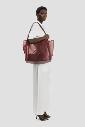 Bolso tote Victoria grande en malla burdeos