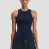 Camiseta sin mangas de canalé en azul marino