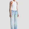 Camiseta sin mangas de canalé en blanco