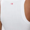 Camiseta sin mangas de canalé en blanco
