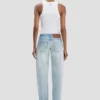 Camiseta sin mangas de canalé en blanco