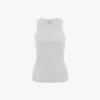 Camiseta sin mangas de canalé en blanco