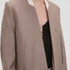 Chaqueta sin cuello en color piedra caliza