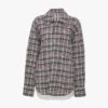 Chaqueta tipo capullo holgada con estampado de cuadros azul y rojo