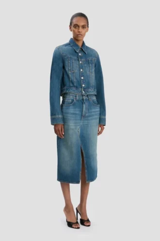 Chaqueta vaquera en lavado azul medio