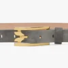 Cinturón con hebilla de pasador Dorian en gamuza gris guijarro Cinturón con hebilla de pasador Dorian en gamuza gris guijarro