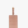 Etiqueta de equipaje en piel con relieve de cocodrilo en rosa palo Etiqueta de equipaje en piel con relieve de cocodrilo en rosa palo