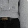 Sudadera con capucha corta y estructurada en gris jaspeado Sudadera con capucha corta y estructurada en gris jaspeado