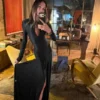 Vestido con aberturas en negro