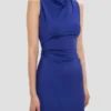Vestido drapeado sin mangas en índigo brillante