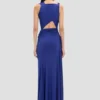 Vestido drapeado sin mangas en índigo brillante