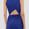 Vestido drapeado sin mangas en índigo brillante