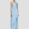 Vestido halter fruncido en azul jónico Vestido halter fruncido en azul jónico