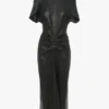 Vestido midi Bela de cuero en negro