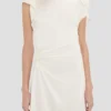 Vestido midi drapeado en color marfil Vestido midi drapeado en color marfil