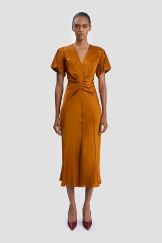Vestido midi Eve en color bronce