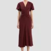 Vestido midi Eve en color burdeos
