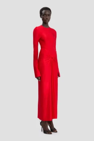 Vestido midi Frances en rojo cardenal