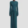 Vestido midi Frances en verde azulado oscuro