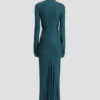 Vestido midi Frances en verde azulado oscuro