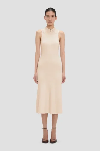 Vestido midi Mira en color arenisca
