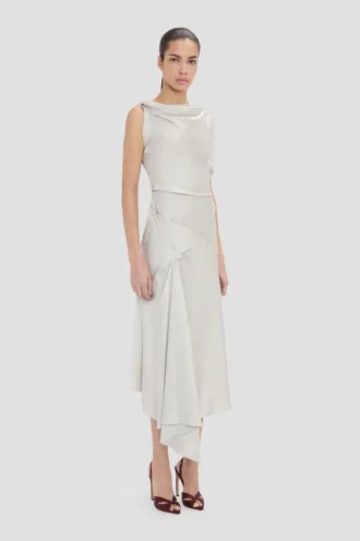 Vestido midi Posy en color magnesio