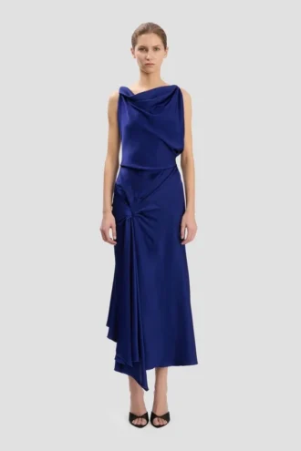 Vestido midi Posy en índigo brillante