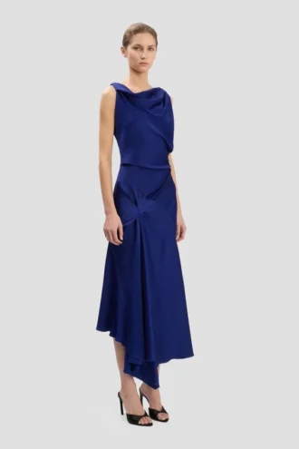 Vestido midi Posy en índigo brillante